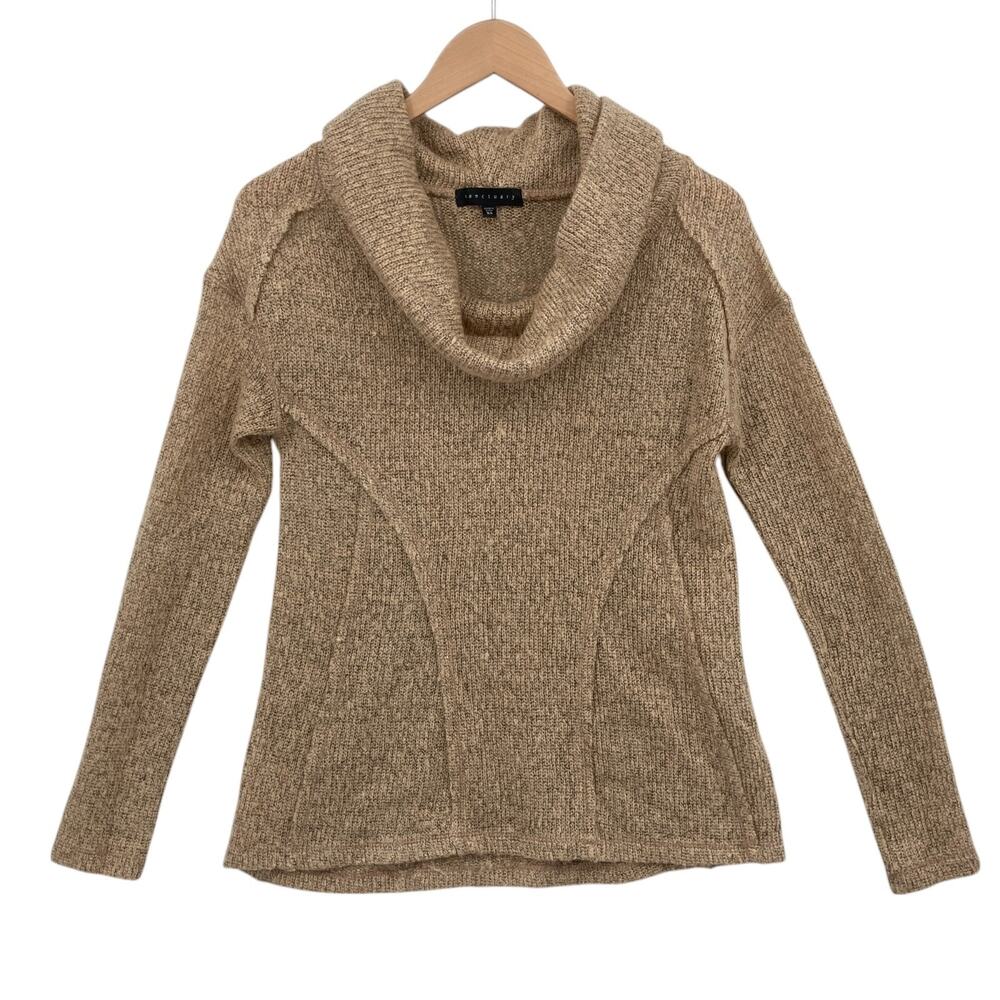 Sanctuary Brown Cowl Neck Sweater Pullover XS Womens Long Sleeve Exposed Seam